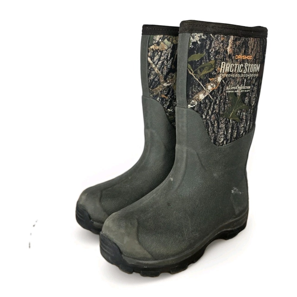 Dryshod Kid's Sz 13 Arctic Storm Extreme Cold Chore Workwear Boot Green & Camo.